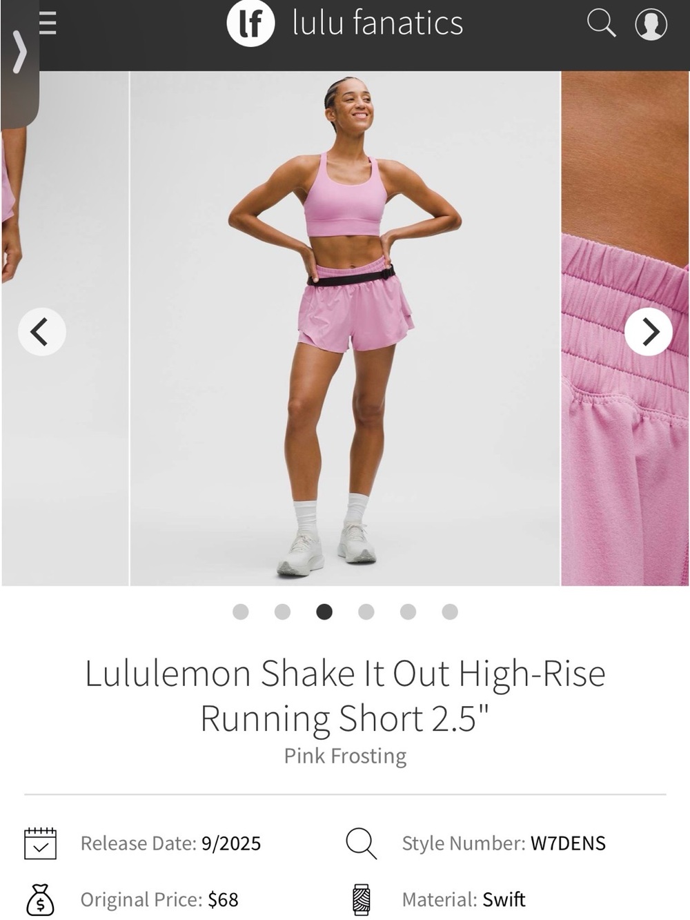 lululemon athletica Shake It Out High-Rise Running Shorts — Pink Frosting
